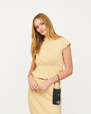 Holstere Wristlet Chain and Genuine Leather Strap with Gold hardware for iPhone Case Crossbody to wear securely and comfortably around the wrist. Wristlet chain carry spare strap