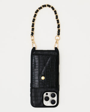 Holstere Wristlet Chain and Genuine Leather Strap with Gold hardware for iPhone Case Crossbody to wear securely and comfortably around the wrist. Wristlet chain carry spare strap
