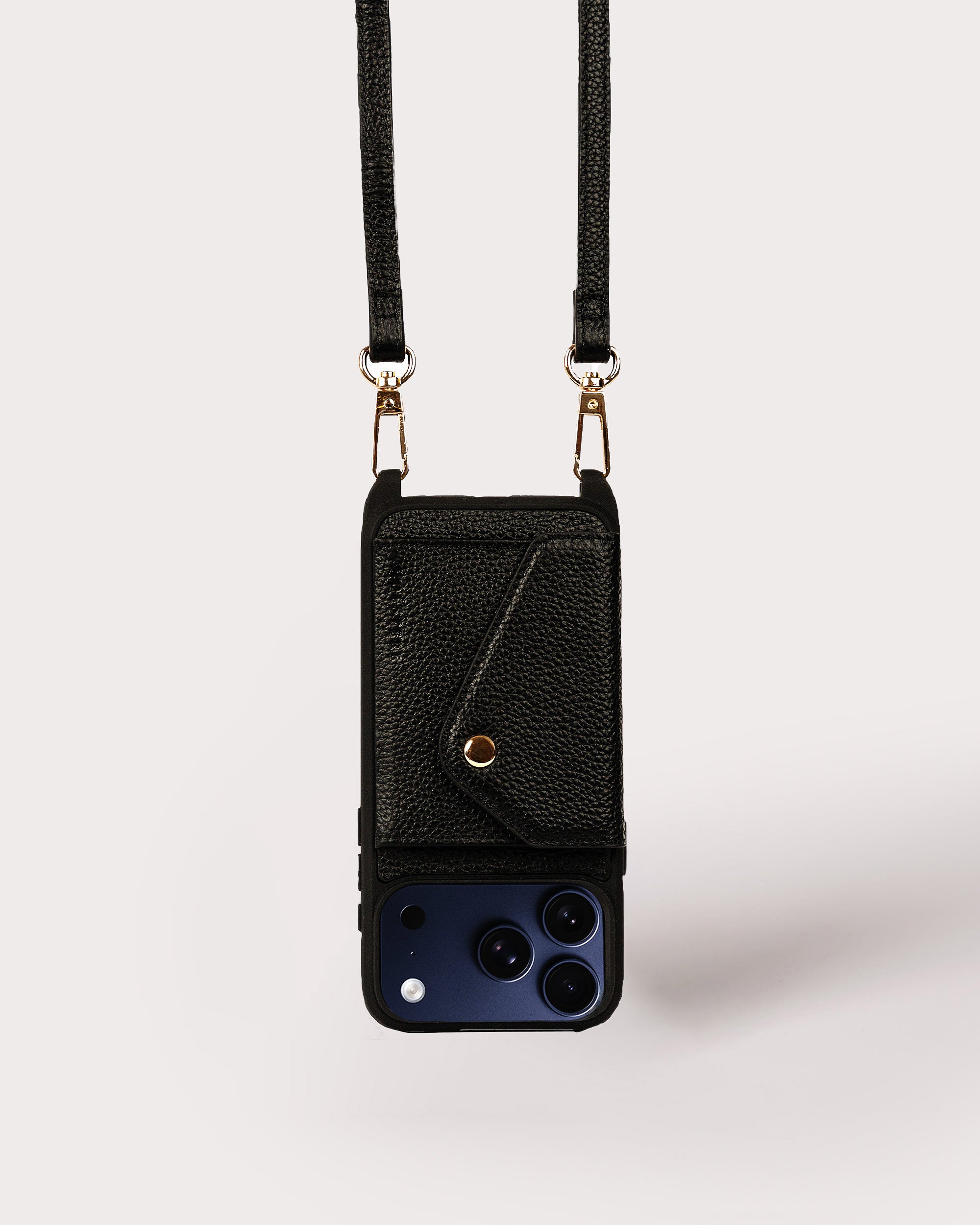 The Everly Black | Ultra-Durable Genuine Pebbled Leather iPhone Case Crossbody w/ Expanded Card Pocket The Everly Black | Ultra-Durable Genuine Pebbled Leather iPhone Case Crossbody w/ Expanded Card Pocket