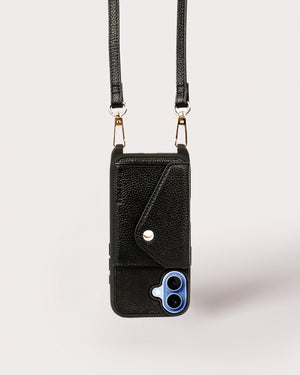 Holstere Genuine Leather iPhone Case Crossbody Phone Purse Cross Body Holster Clip for Easy Carry Hands Free Black Pebbled Real Genuine Leather Snap In Durable Phone Case with Wallet Credit Card ID Sleeve Pocket, Snap Shut Button, Adjustable Length Shoulder Strap with Gold Hardware and Clasp. iPhone Leash Necklace for iPhone 12, 12 Pro, 12 Pro Max, 13, 13 Pro, 13 Pro Max, 14, 14 Pro, 14 Pro Max, 14 Plus, 15, 15 Pro, 15 Pro Max, 15 Plus, 16, 16 Pro, 16 Pro Max, 16 Plus, 17, 17 Air, 17 Pro, 17 Pro Max