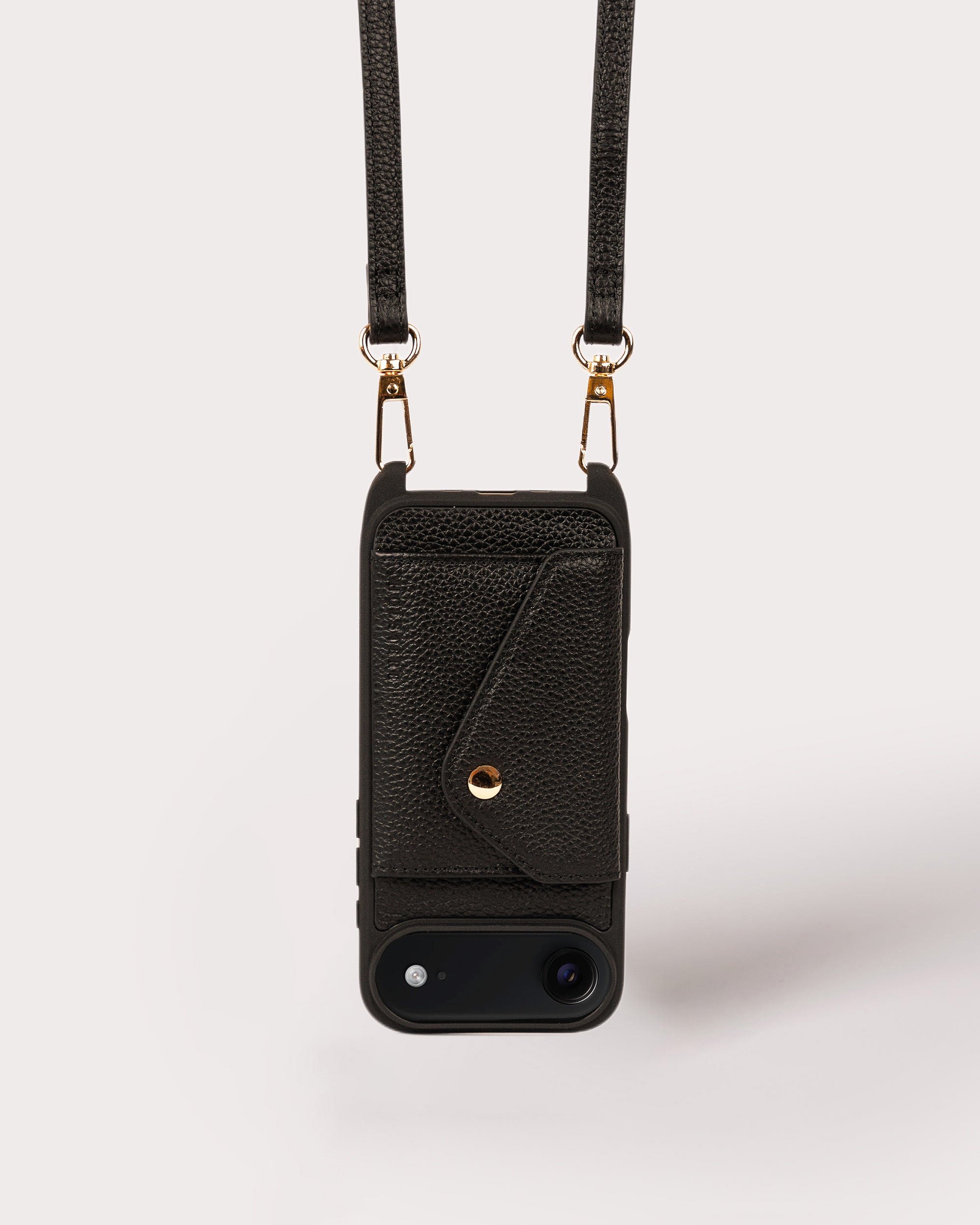 Holstere Genuine Leather iPhone Case Crossbody Phone Purse Cross Body Holster Clip for Easy Carry Hands Free Black Pebbled Real Genuine Leather Snap In Durable Phone Case with Wallet Credit Card ID Sleeve Pocket, Snap Shut Button, Adjustable Length Shoulder Strap with Gold Hardware and Clasp. iPhone Leash Necklace for iPhone 12, 12 Pro, 12 Pro Max, 13, 13 Pro, 13 Pro Max, 14, 14 Pro, 14 Pro Max, 14 Plus, 15, 15 Pro, 15 Pro Max, 15 Plus, 16, 16 Pro, 16 Pro Max, 16 Plus, 17, 17 Air, 17 Pro, 17 Pro Max