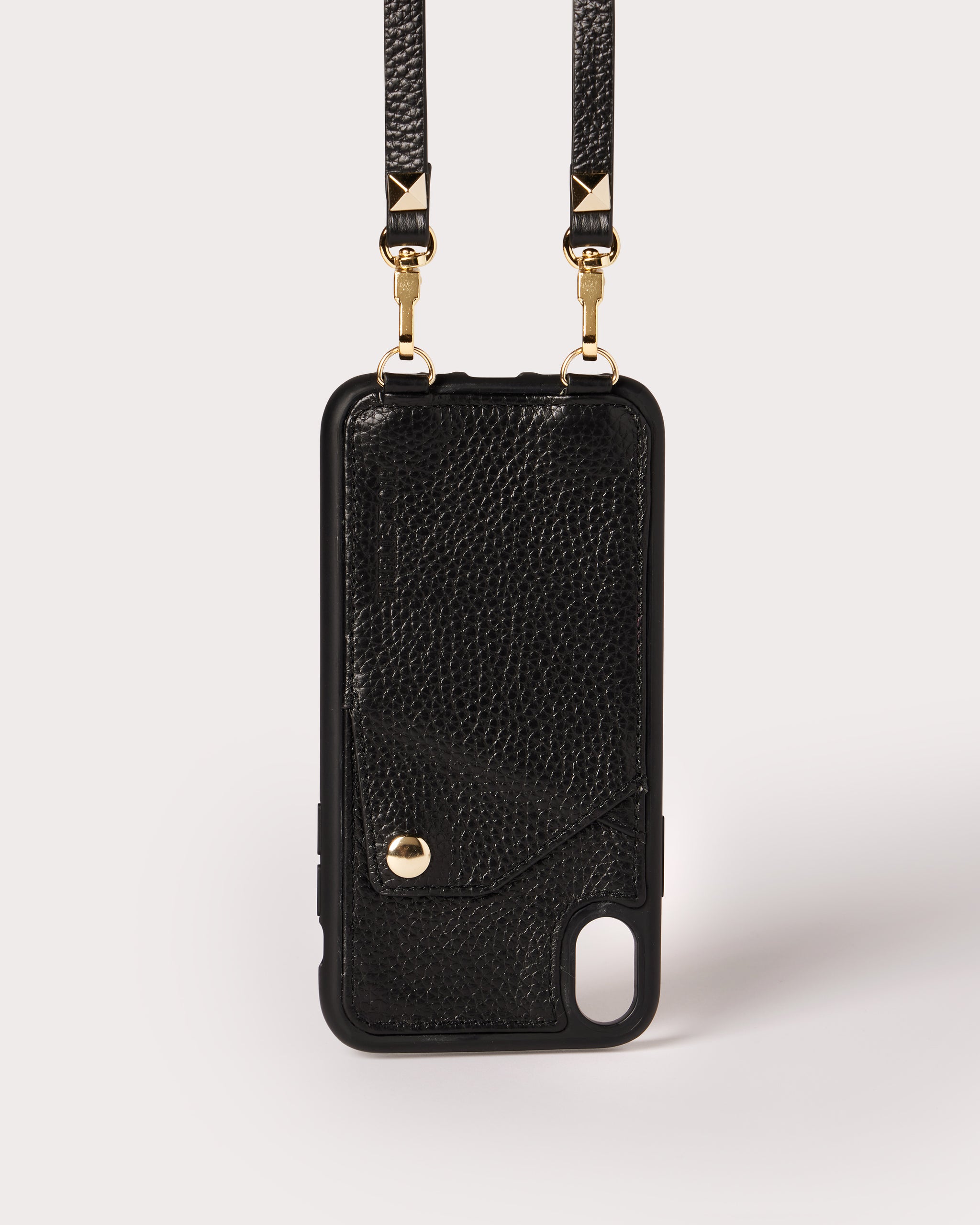 Genuine Pebbled Leather Zipped Pouch Add-On for Crossbody iPhone Phone