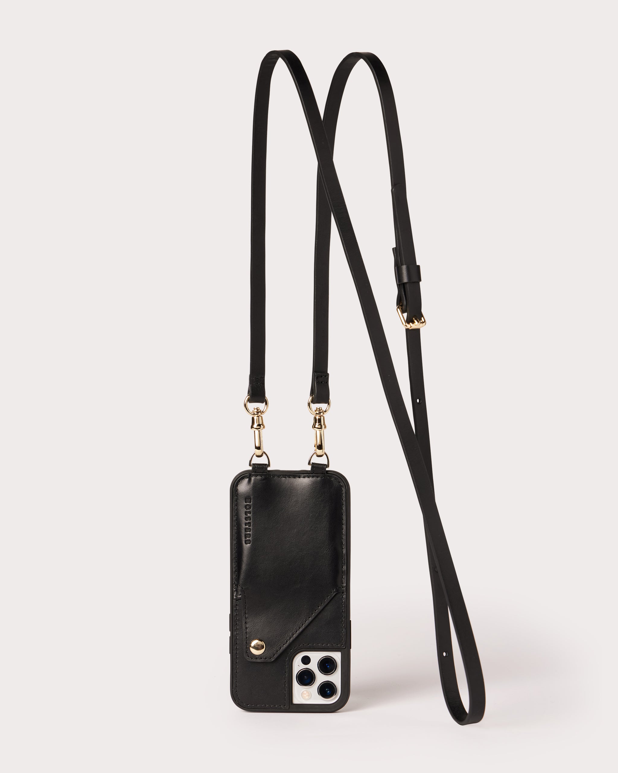 The London Black | Genuine Smooth Leather iPhone Case Crossbody - HOLSTERE