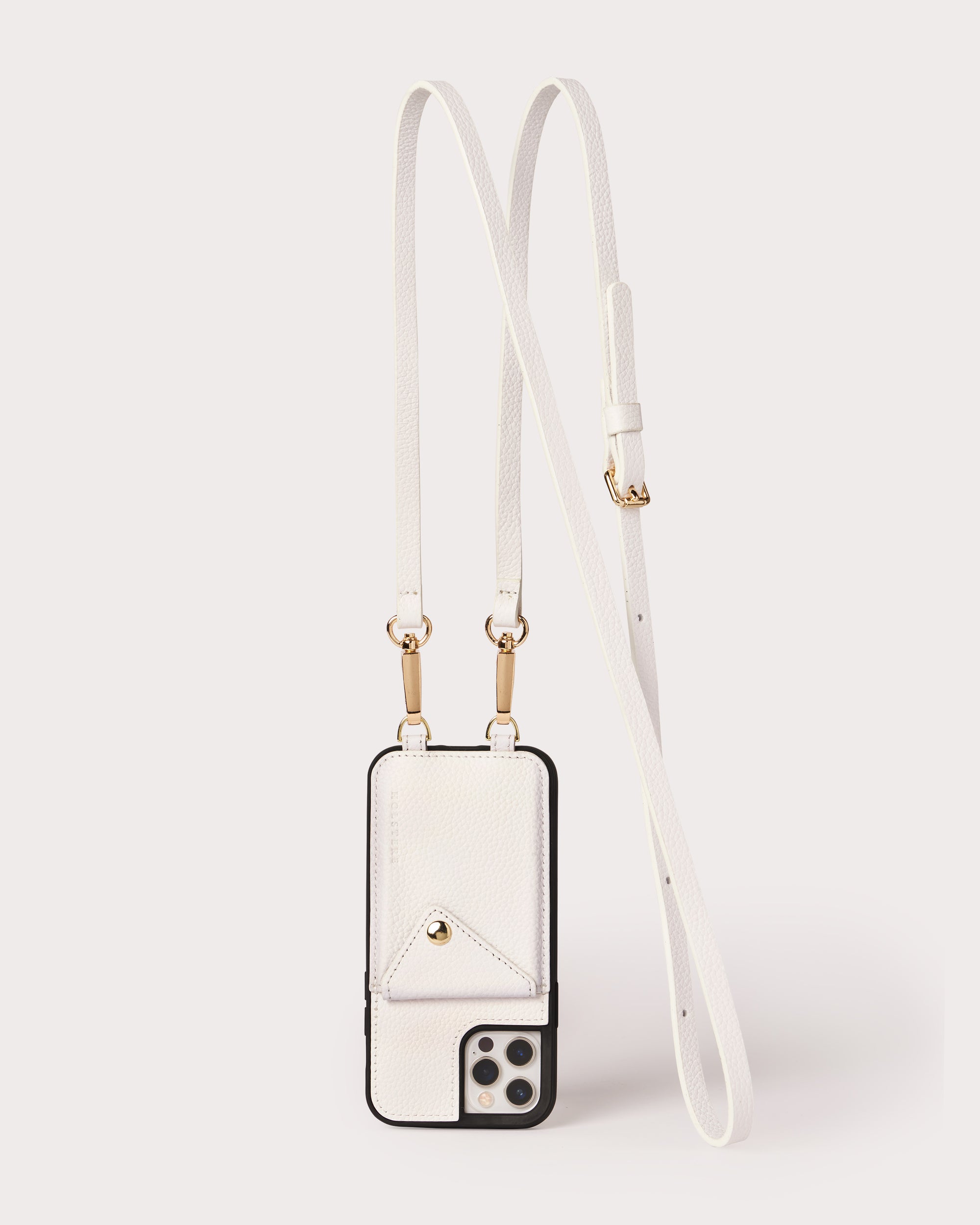 The Manhattan Pearly White | Genuine Pebbled Leather iPhone Case Crossbody iPhone 12 / 12 Pro