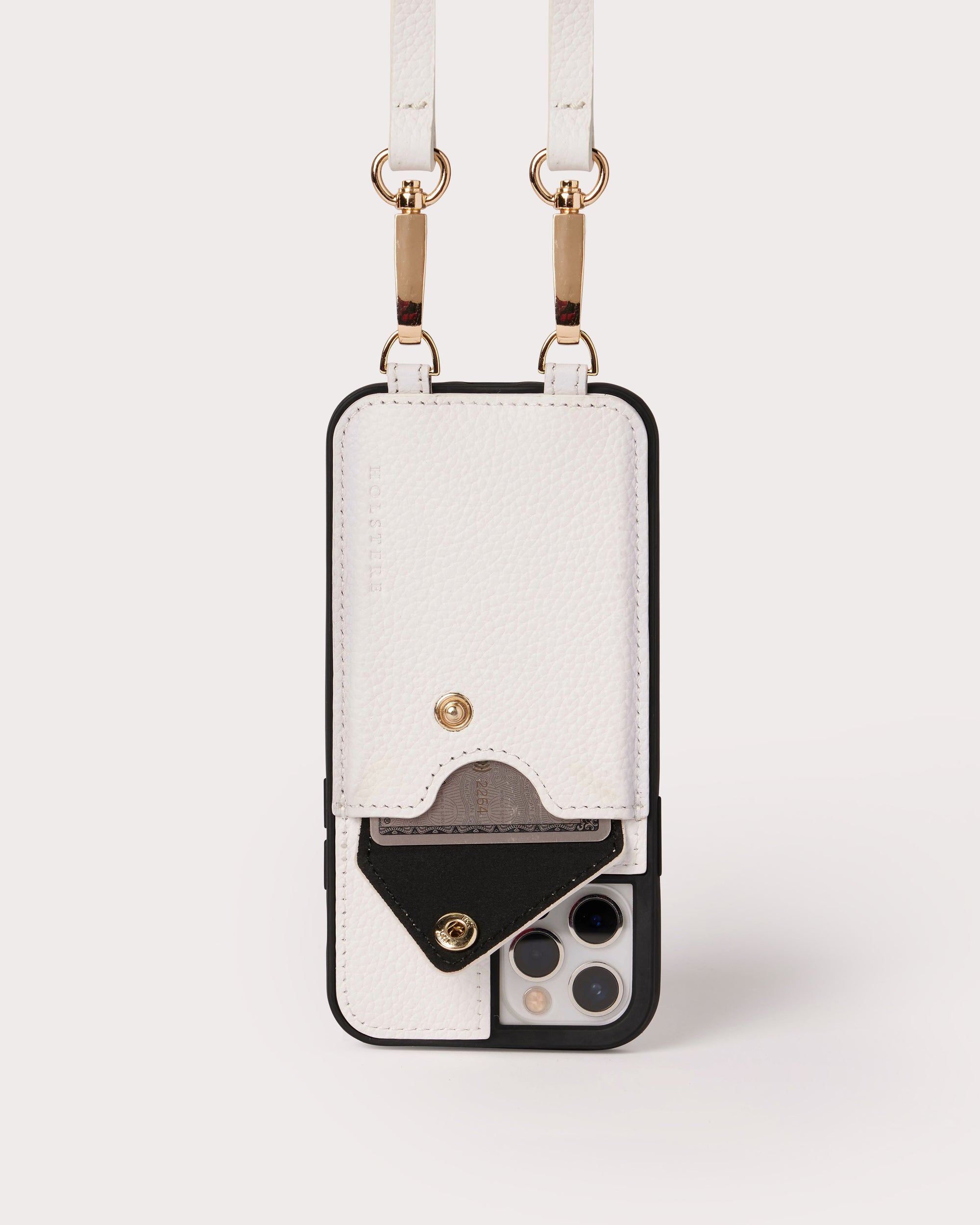 The Manhattan Pearly White  Genuine Pebbled Leather iPhone Case Cross -  HOLSTERE