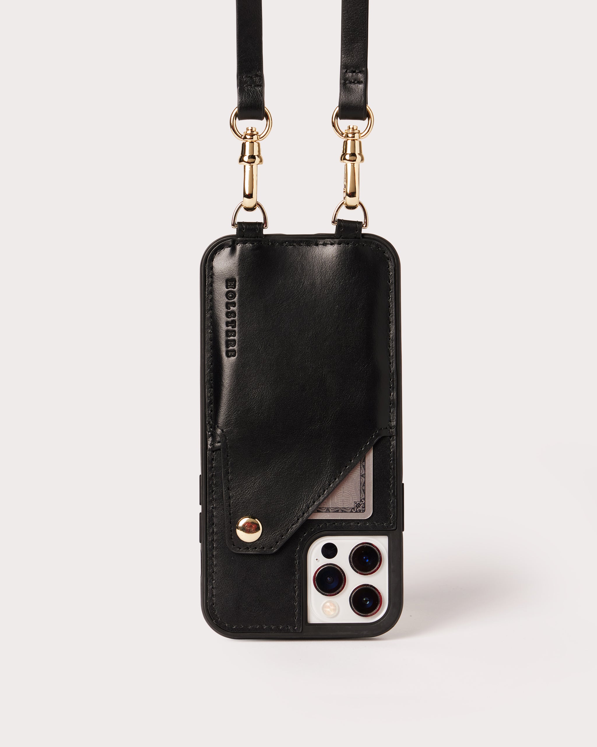 The London Black | Genuine Smooth Leather iPhone Case Crossbody - HOLSTERE