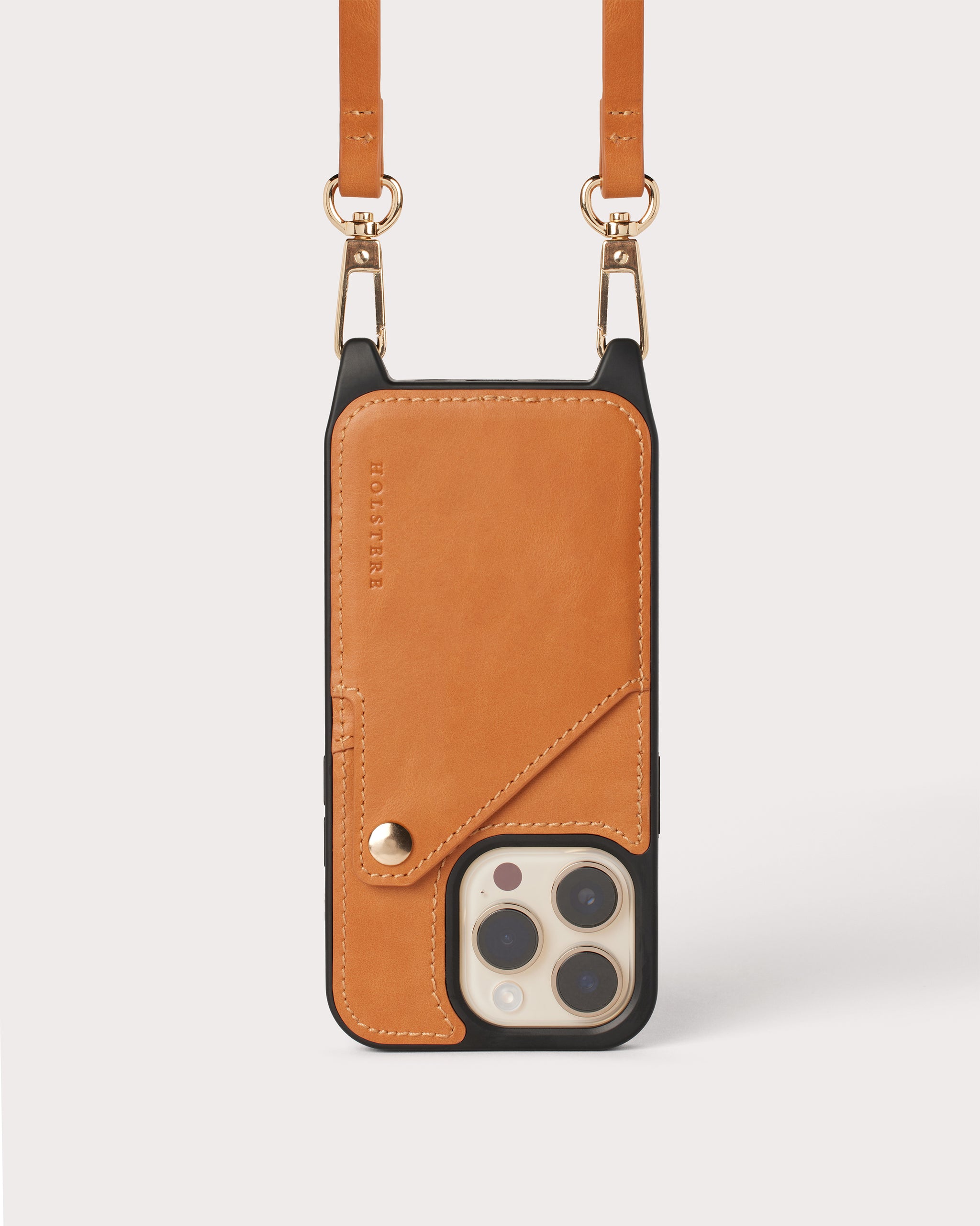 The Olivia Tan | Ultra-Durable Genuine Smooth Leather iPhone Case Crossbody iPhone 14 Plus